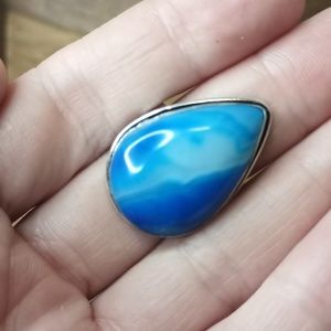 Blue lace agate ring, sz 9.25